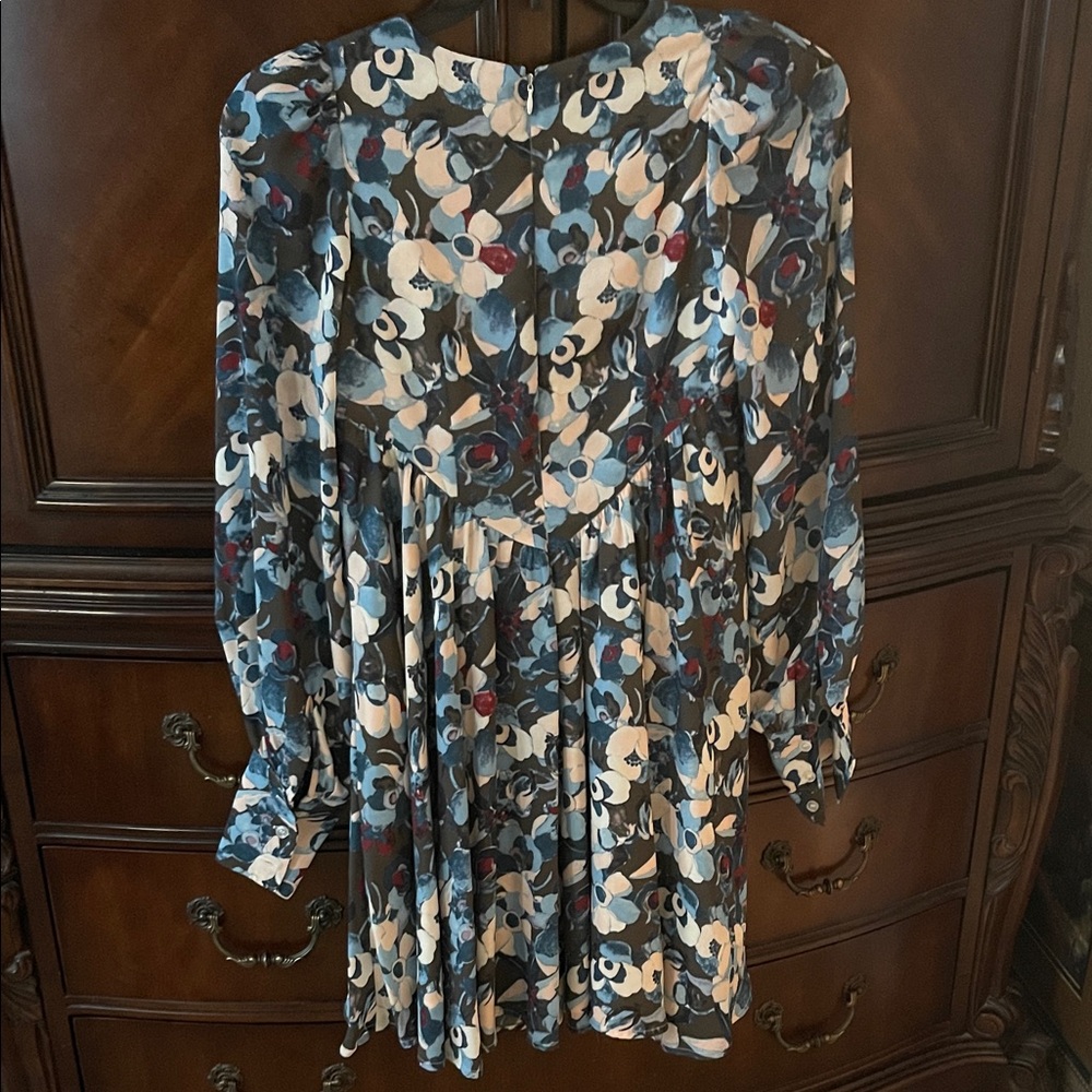 Peter Som Blue and Cream Patterned Dress - Picture 5 of 6